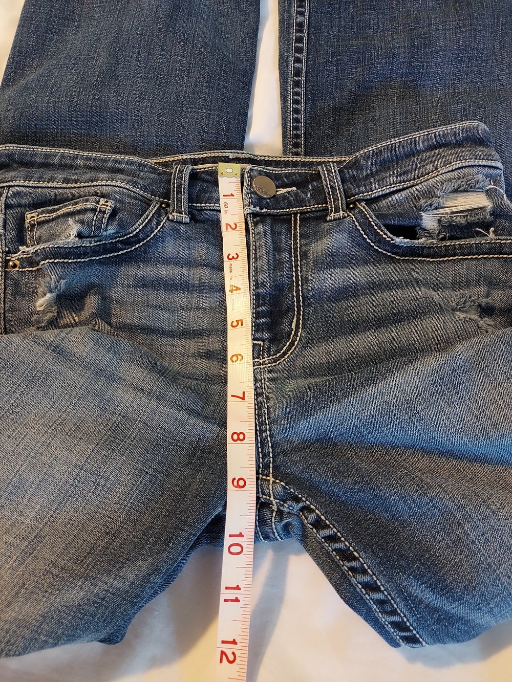 BKE Stella Slim Fit Scalloped Raw Hem Skinny Jeans Distressed Medium Wash 27 - Picture 6 of 9
